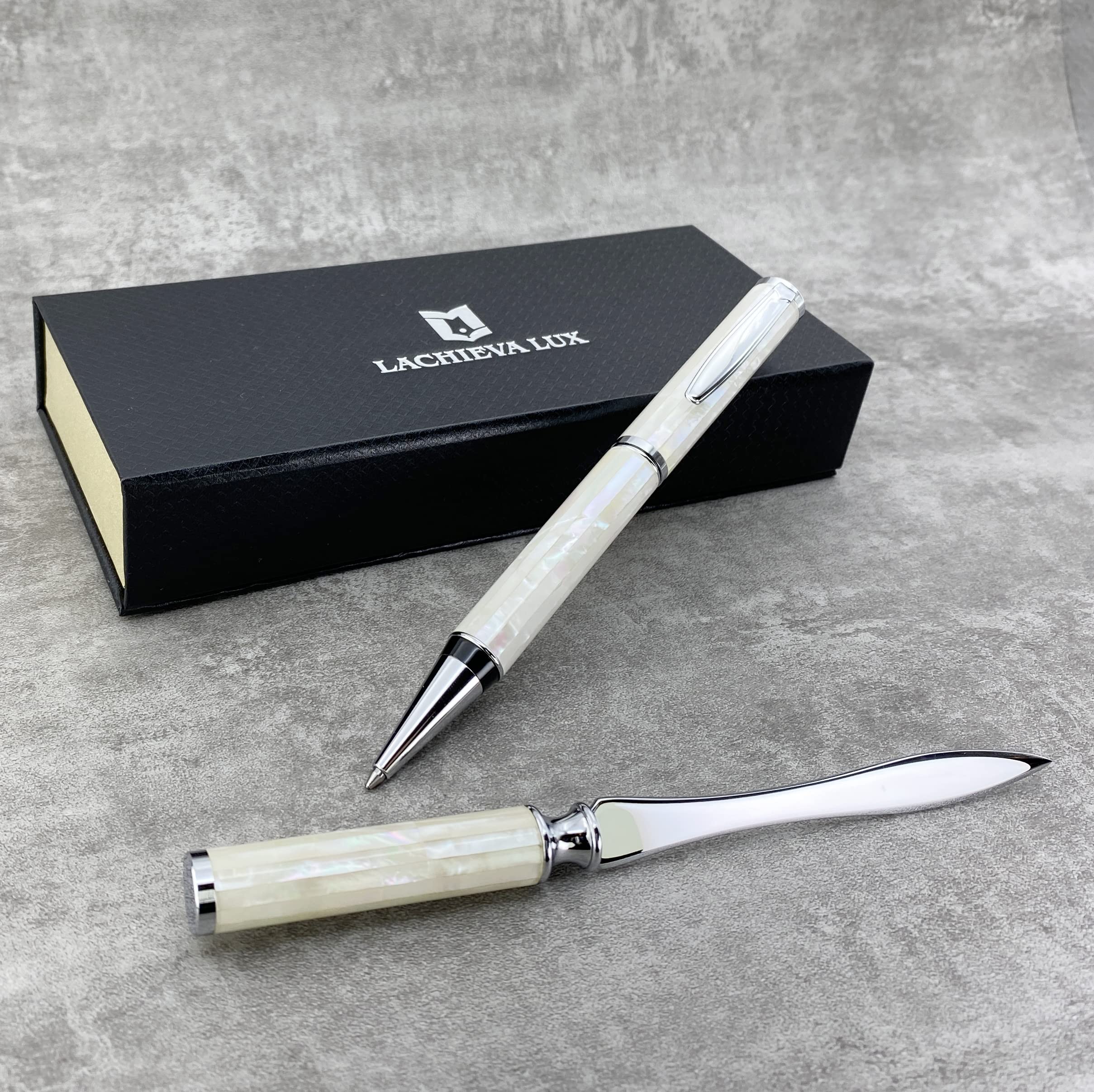 Amazon | LACHIEVA LUX高級母貝ボールペン＆レターオープナーセット